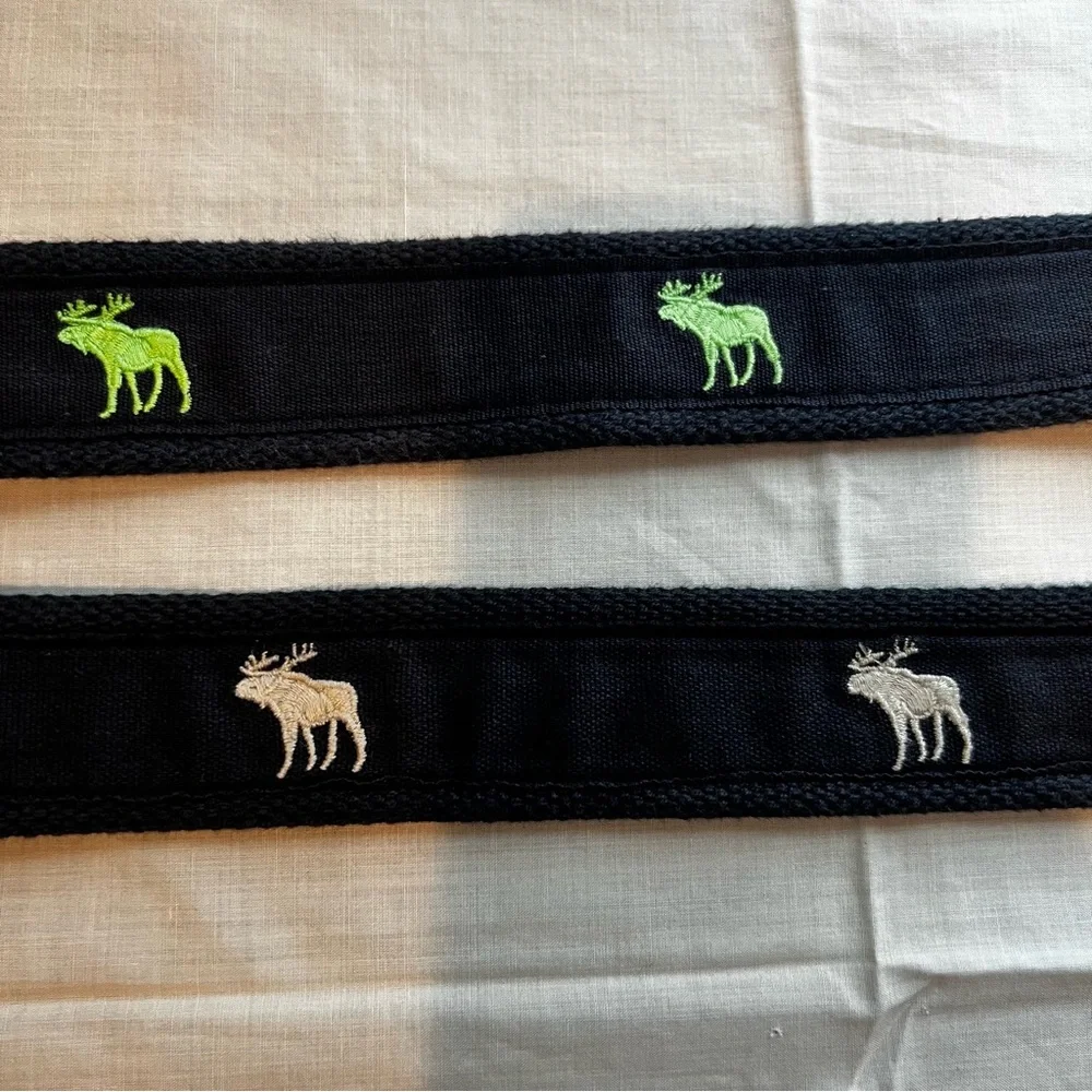 Navy Belts (2) with Green and White Embroidery